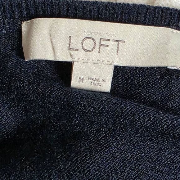 Loft M Navy Long Sleeve Lightweight Sweater Top - Picture 6 of 8